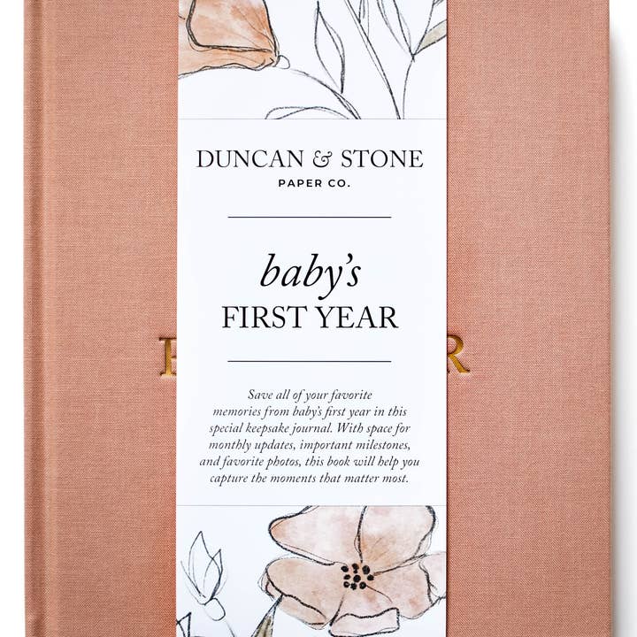 Baby's First Year Memory Book & Photo Album - Dusty Rose