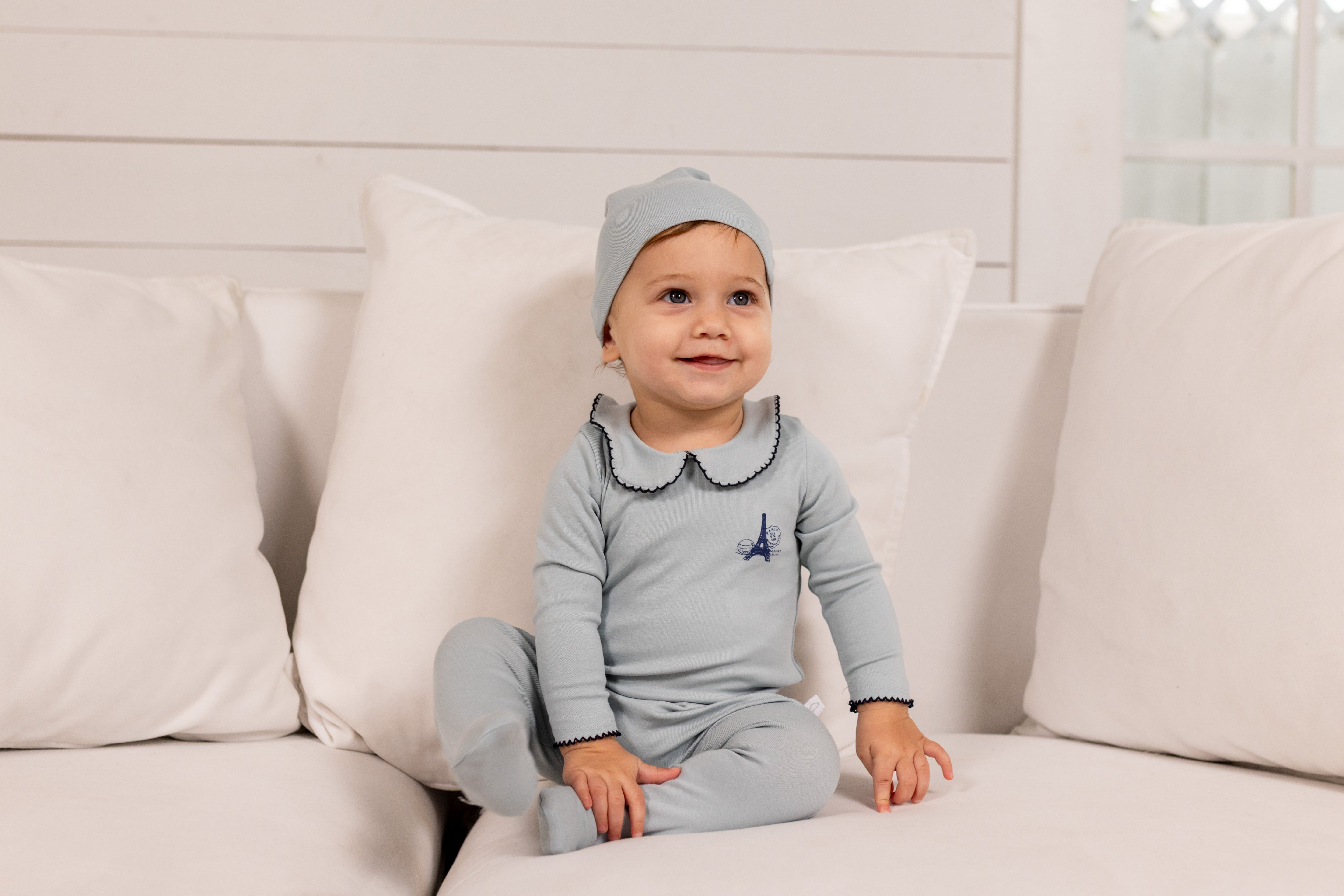 French Grandpa Footie- Blue