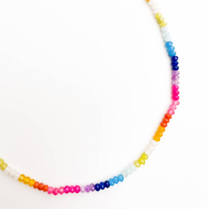Color Block Rainbow - Rainbow Gemstone Bead Necklace