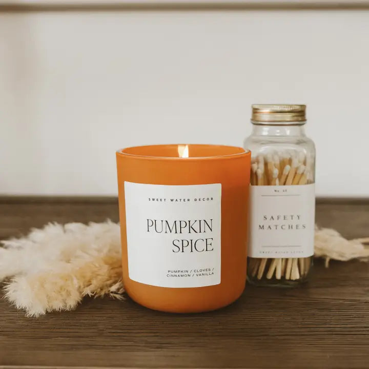 Pumpkin Spice 15 oz Soy Candle, Matte Jar - Fall Decor