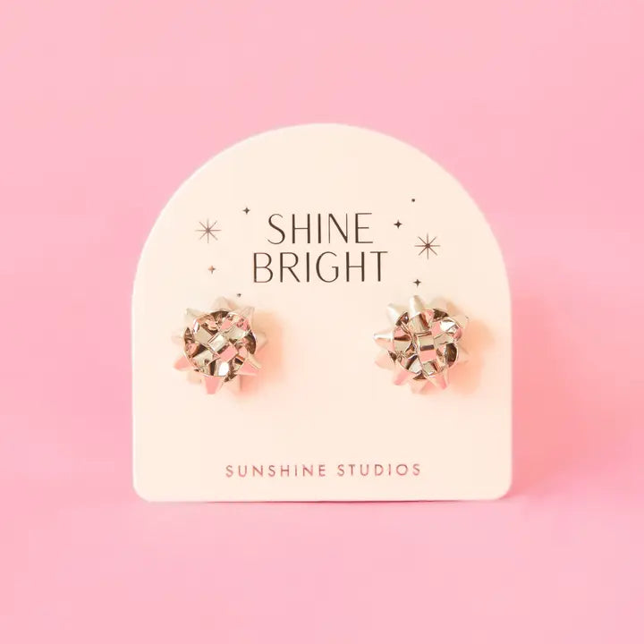 Holiday Bow Earrings | Single | Silver