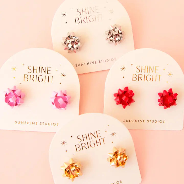 Holiday Bow Earrings | Single | Silver