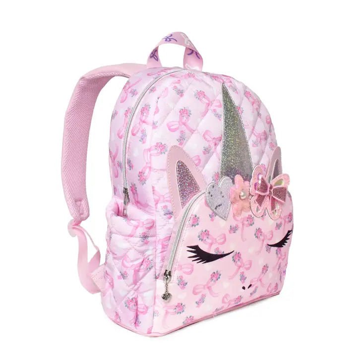 Miss Gwen Unicorn Glitter Floral Print Quilted Large Backpack