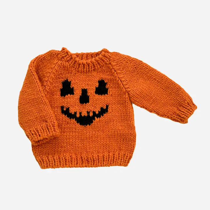 Jack-O-Lantern Sweater, Orange Baby Kid Halloween Pumpkin