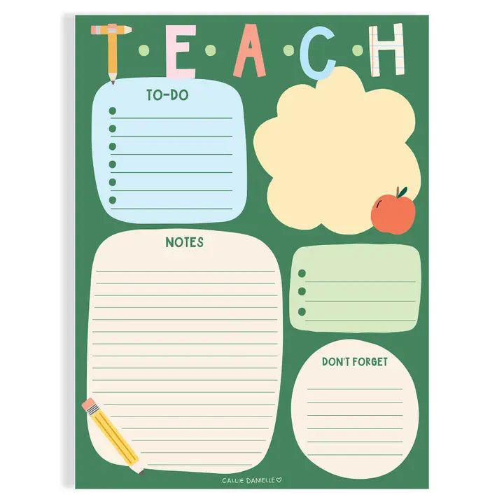 Teach School-Themed Daily Planner 6x8 To Do Notepad