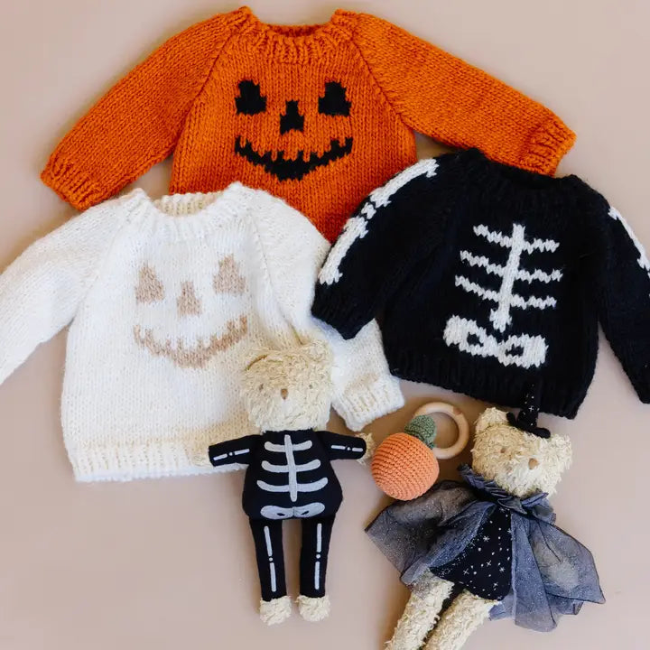 Jack-O-Lantern Sweater, Orange Baby Kid Halloween Pumpkin