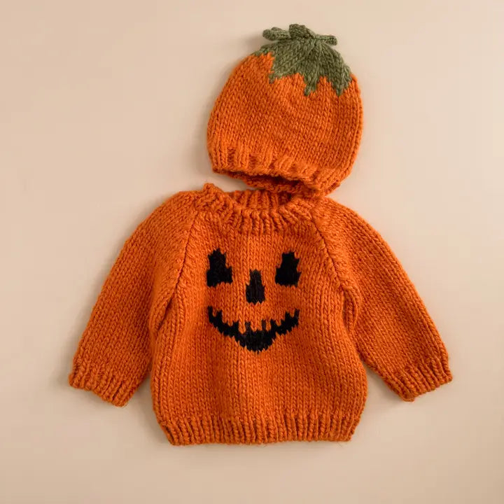 Jack-O-Lantern Sweater, Orange Baby Kid Halloween Pumpkin