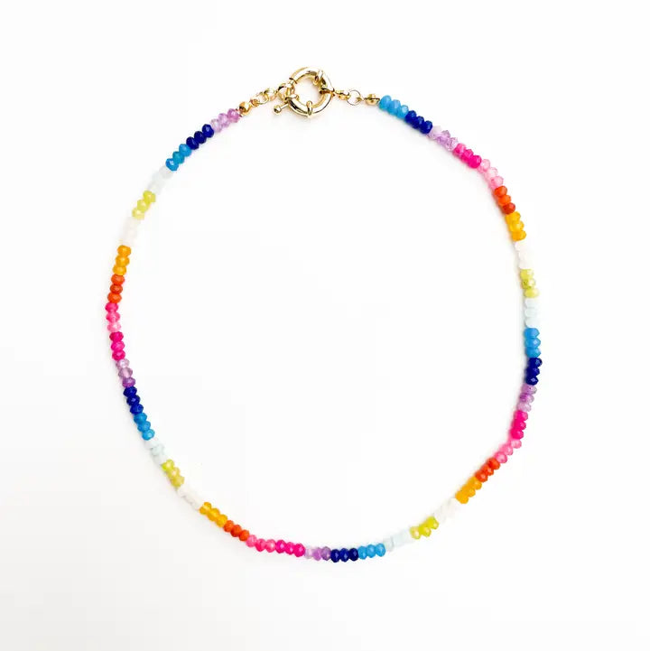 Color Block Rainbow - Rainbow Gemstone Bead Necklace