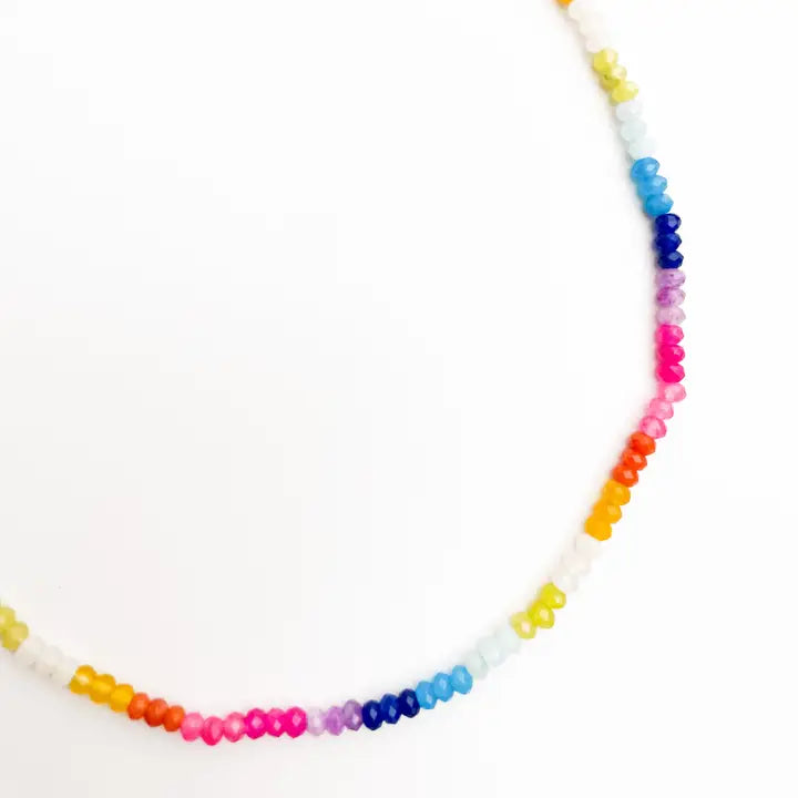 Color Block Rainbow - Rainbow Gemstone Bead Necklace