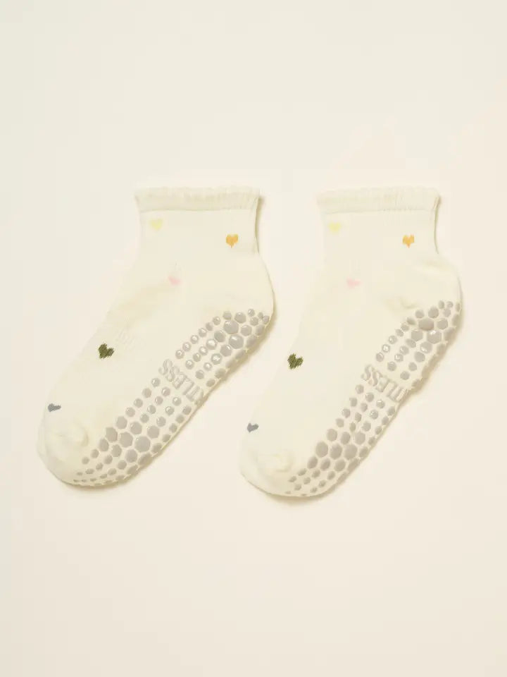 💕 Cropped Crew Grip Sock - Mini Heart