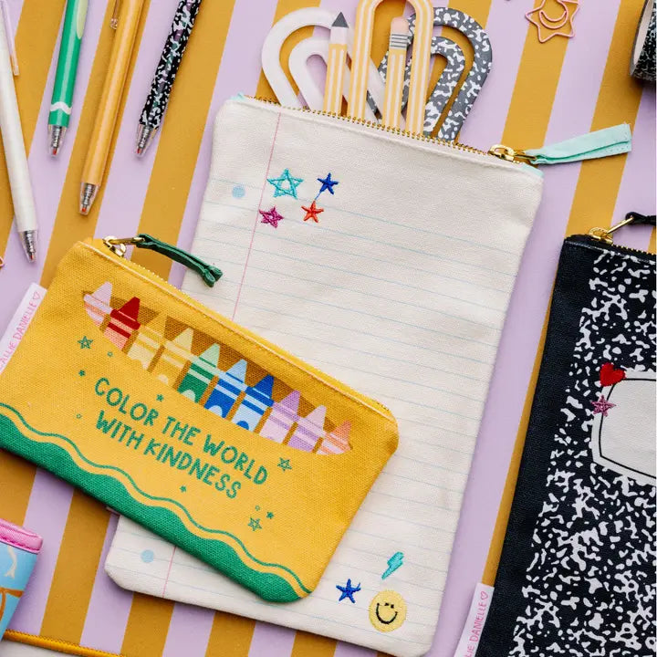 Color the World with Kindness Crayon Box Canvas Pouch