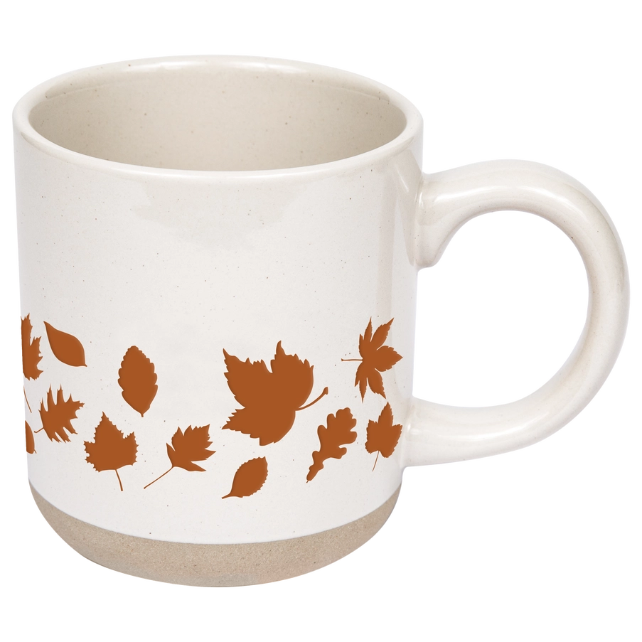 Orange Leaves Stoneware Coffee Mug - Fall Decor
