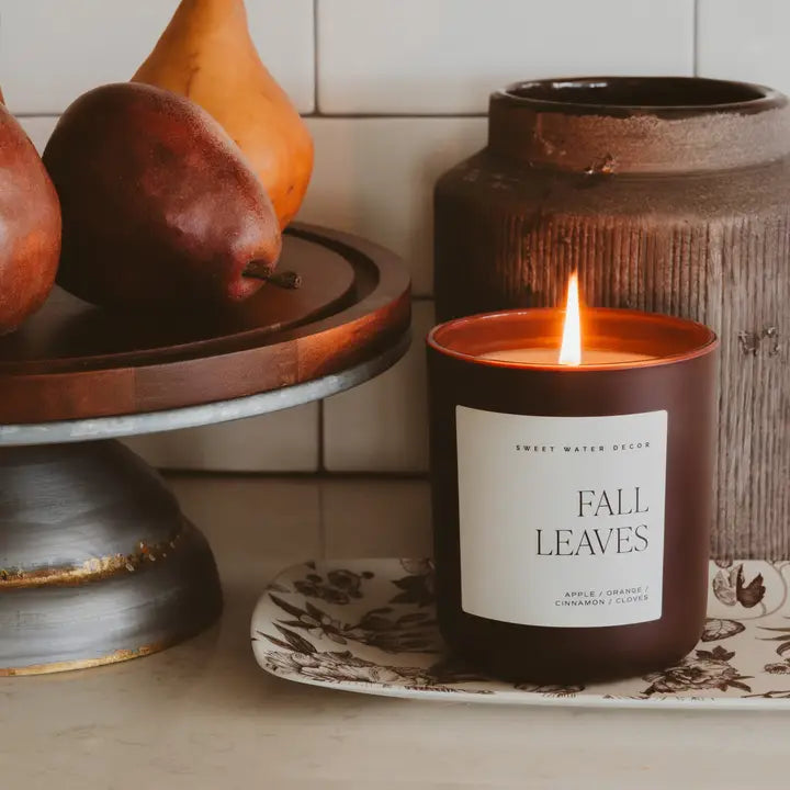 Fall Leaves 15 oz Soy Candle, Matte Jar - Fall Decor