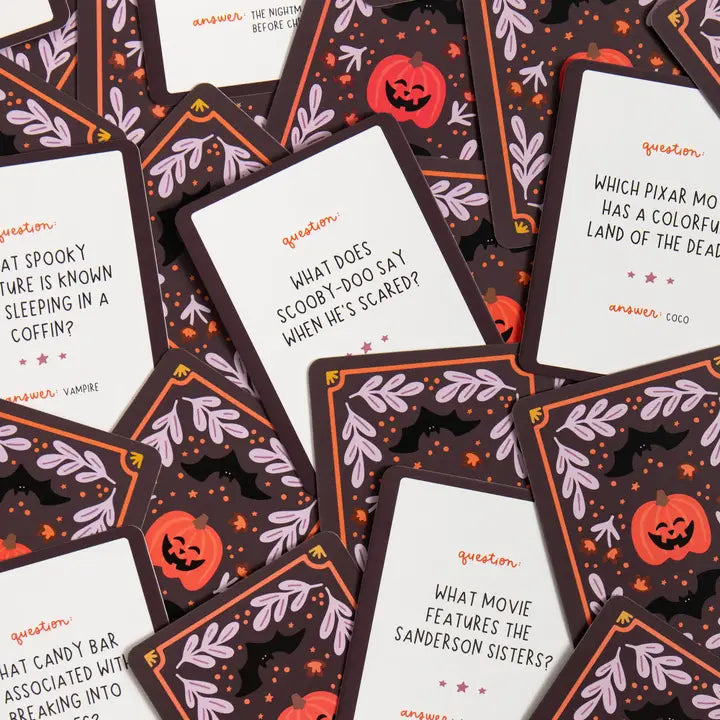 Halloween Trivia Game - Deck of Cards + Storage Tin