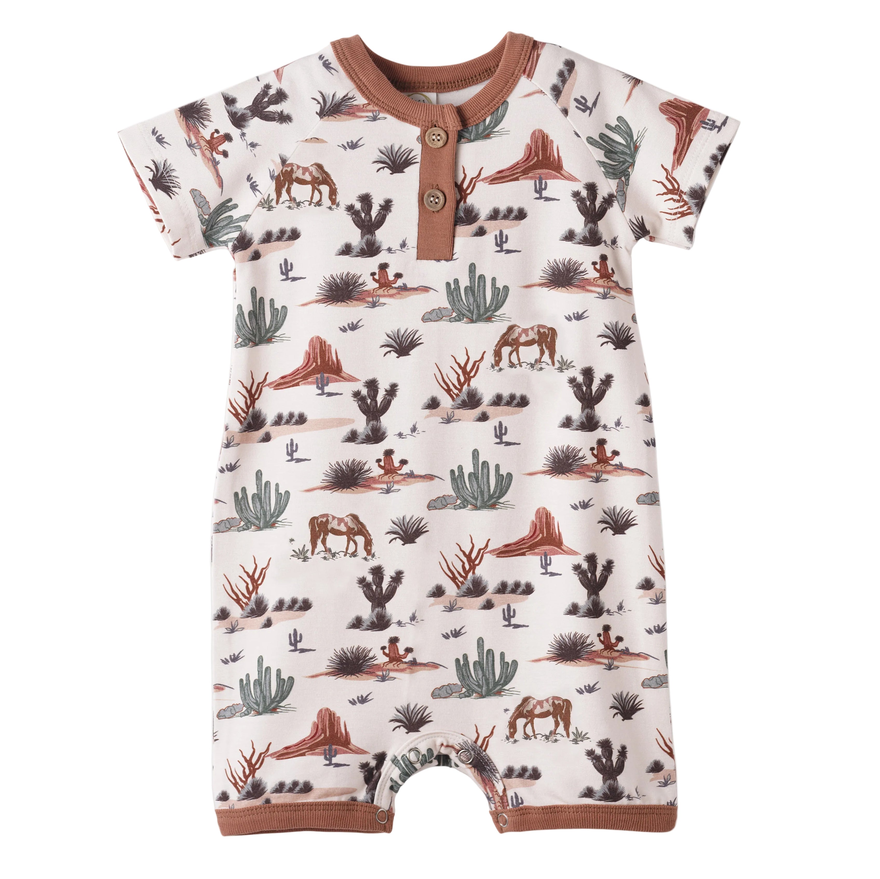 Baby Boy Shorty Romper – Bamboo Cactus Trails Henley Outfit