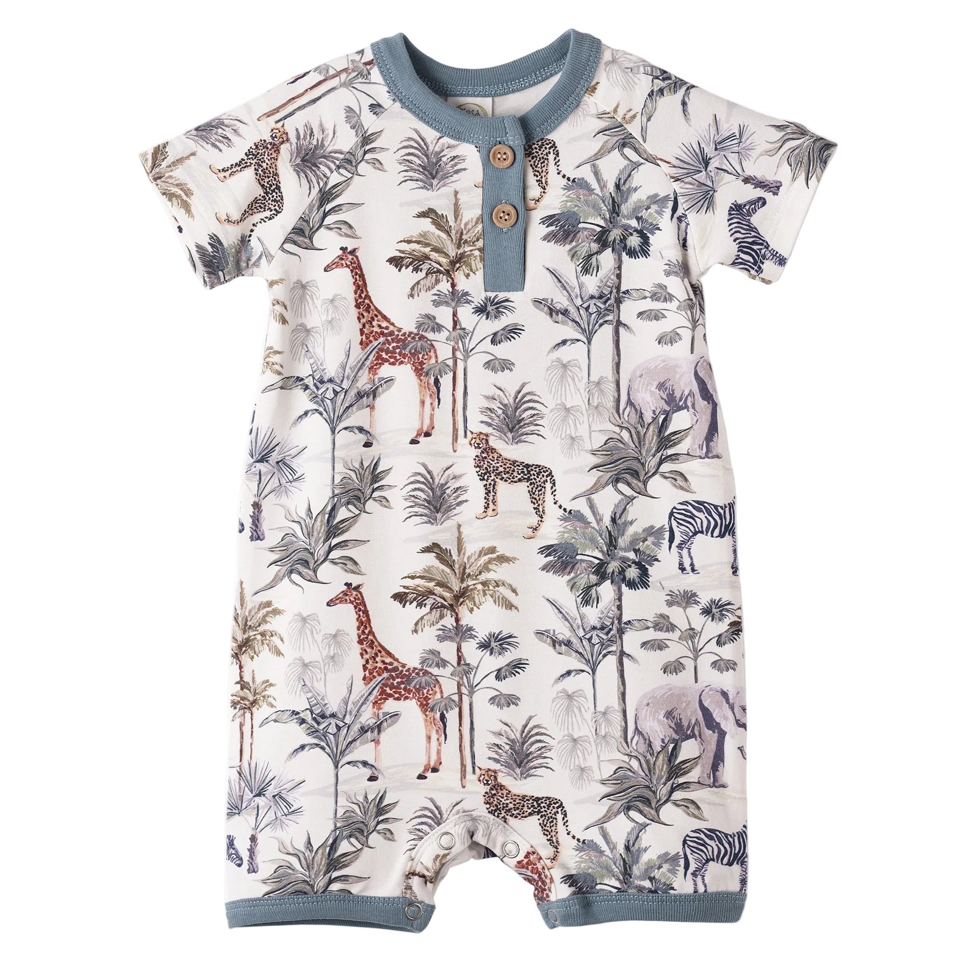 Jungle Safari Bamboo Baby Boy Shorty Romper