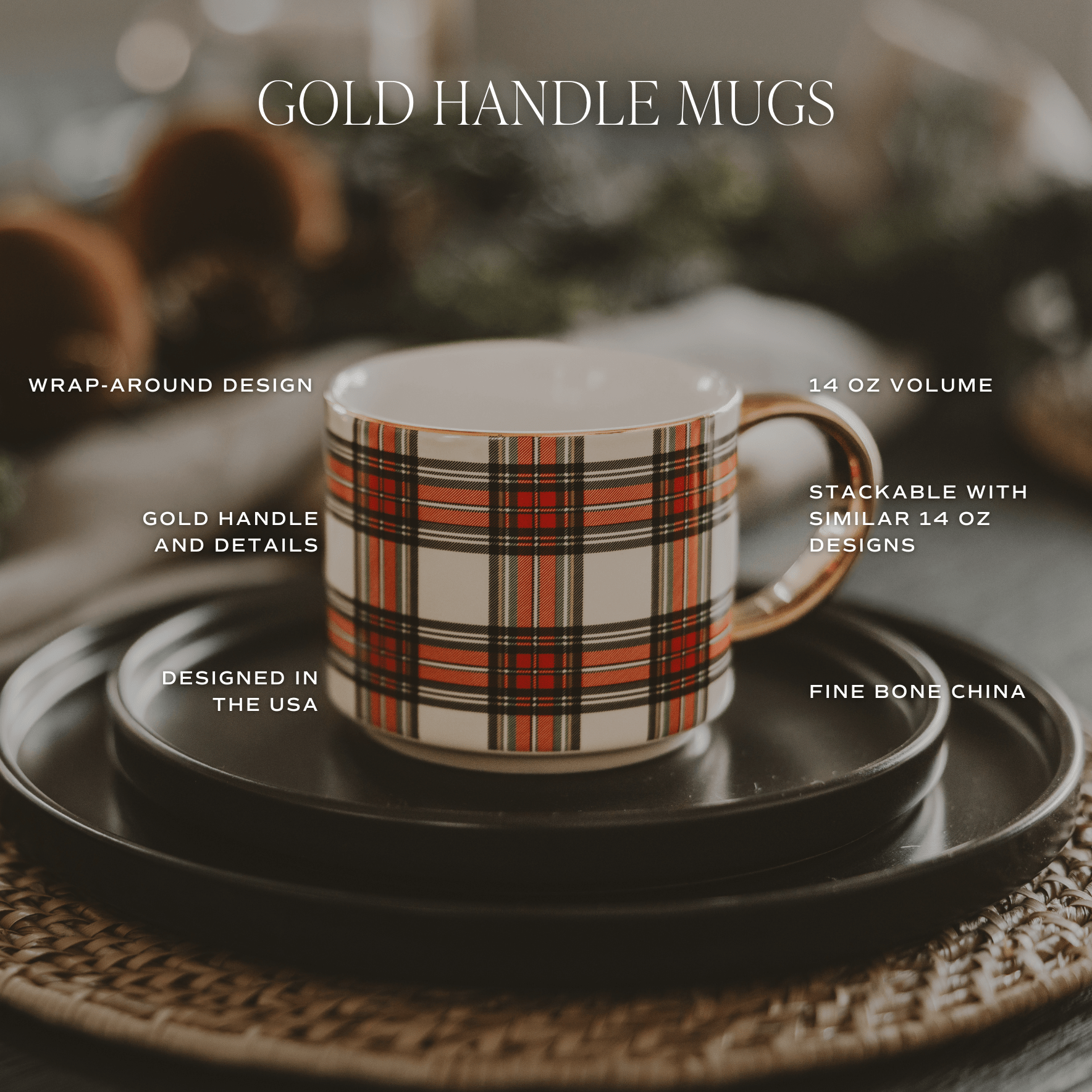 Red Stripe 14 oz Gold Handle Coffee Mug