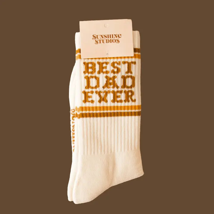 Best Dad Ever Striped Crew Sock