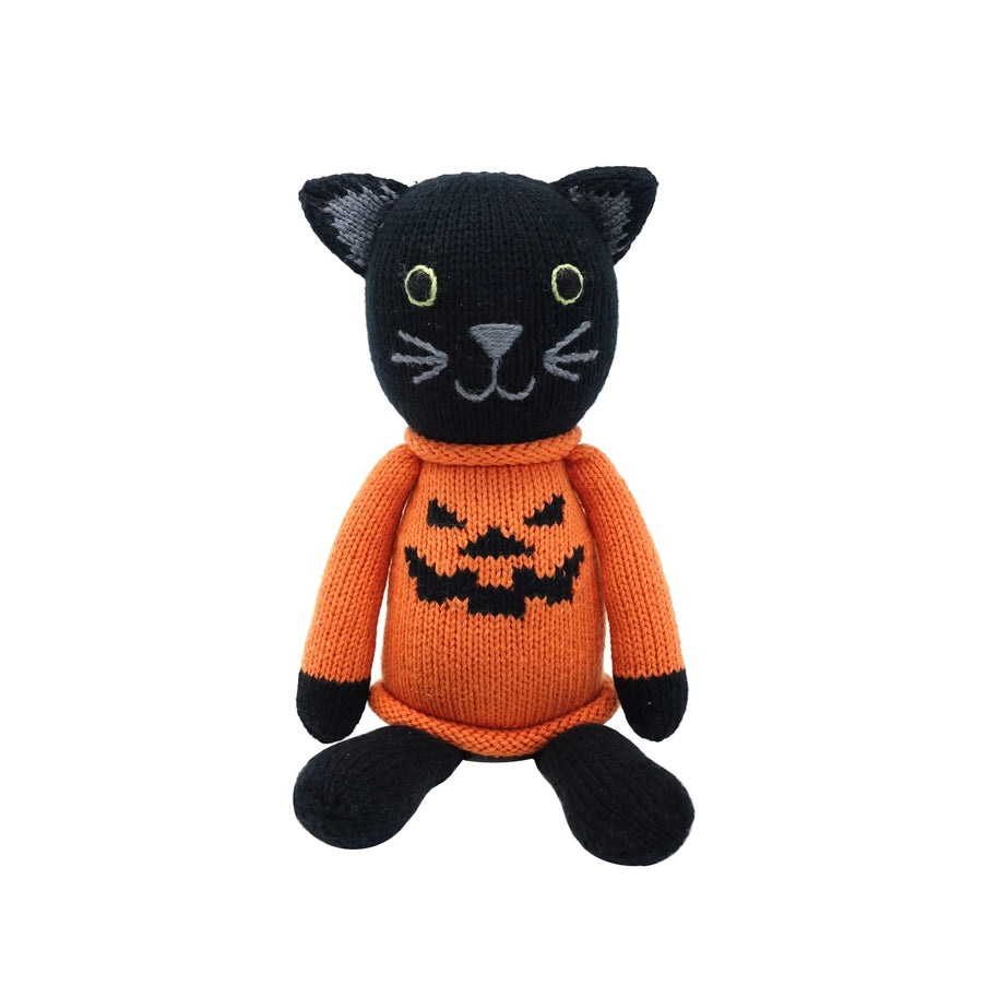 Handmade Knit Halloween Cat Plush - Fair Trade Cotton Toy