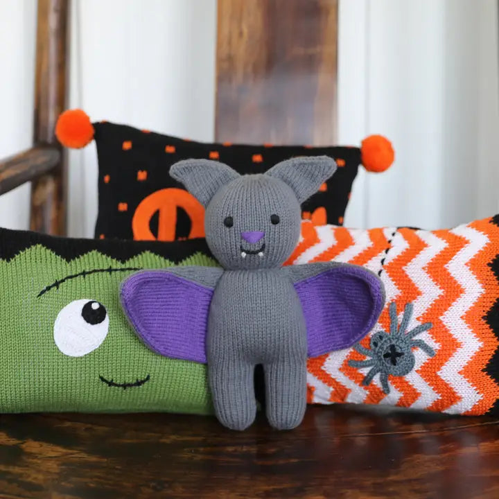 Handmade Knit Halloween Bat Plush - Fair Trade Cotton Toy