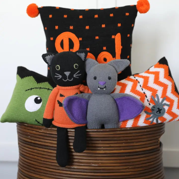 Handmade Knit Halloween Bat Plush - Fair Trade Cotton Toy