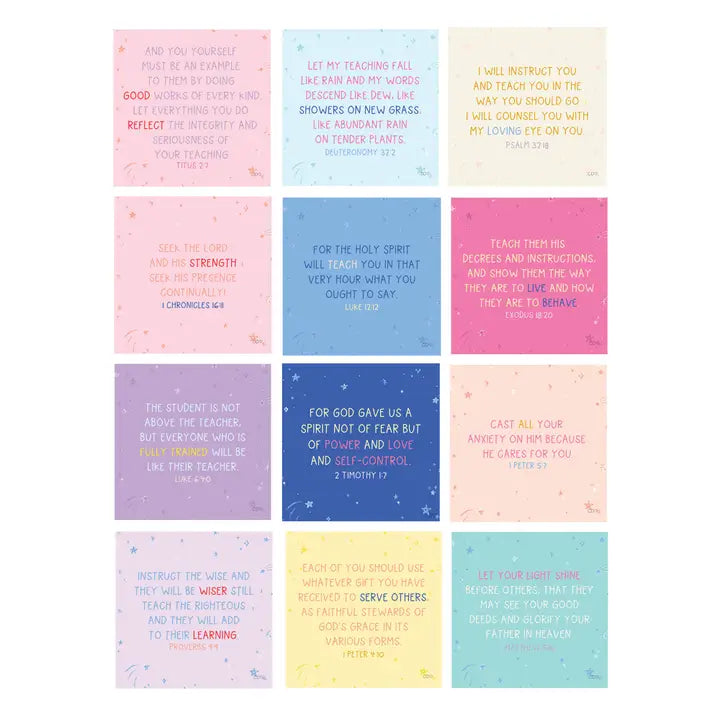 Verses For Teachers – Bible Verse Card Set + Display Stand