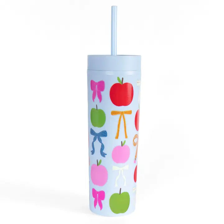 Apples & Coquette Bows Acrylic Skinny Tumbler