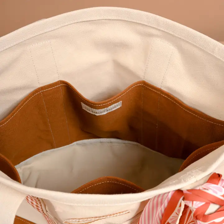 The Darling Canvas Tote Bag-Maple Gingham