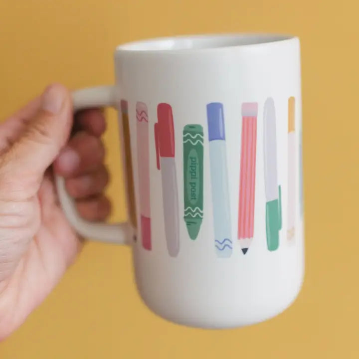 Teacher School Supplies Tall Ceramic Coffee Mug