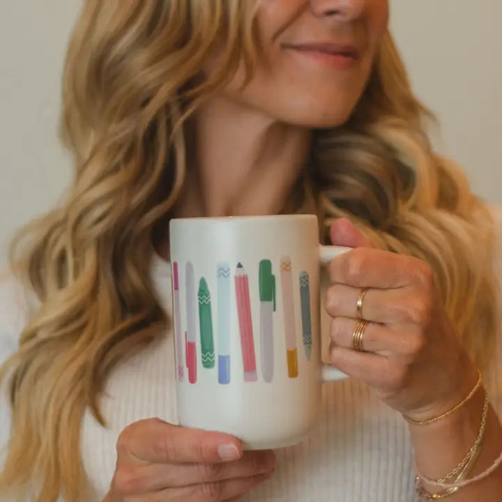 Teacher School Supplies Tall Ceramic Coffee Mug