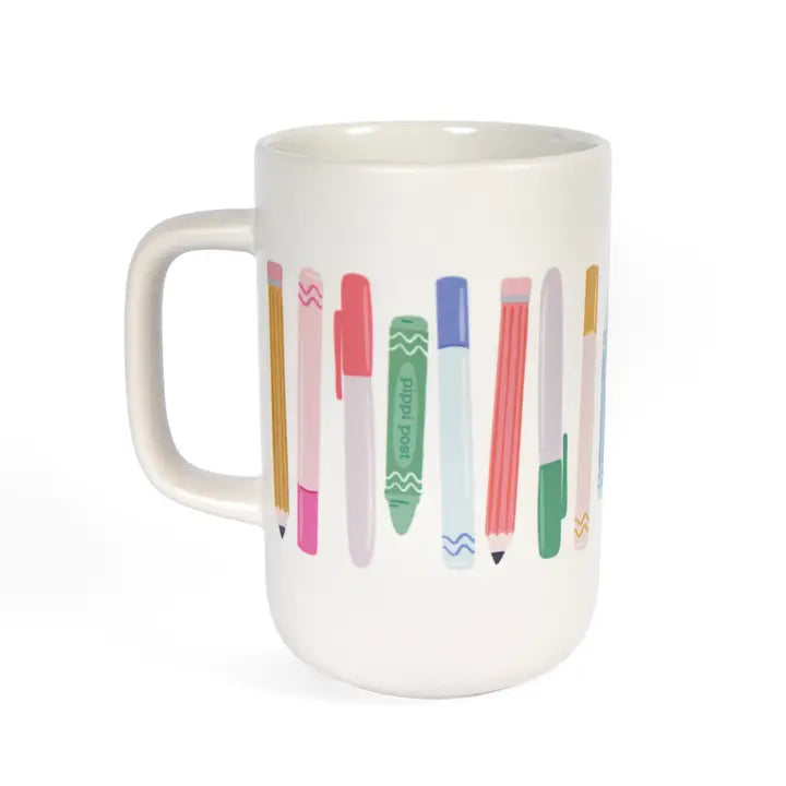 Teacher School Supplies Tall Ceramic Coffee Mug