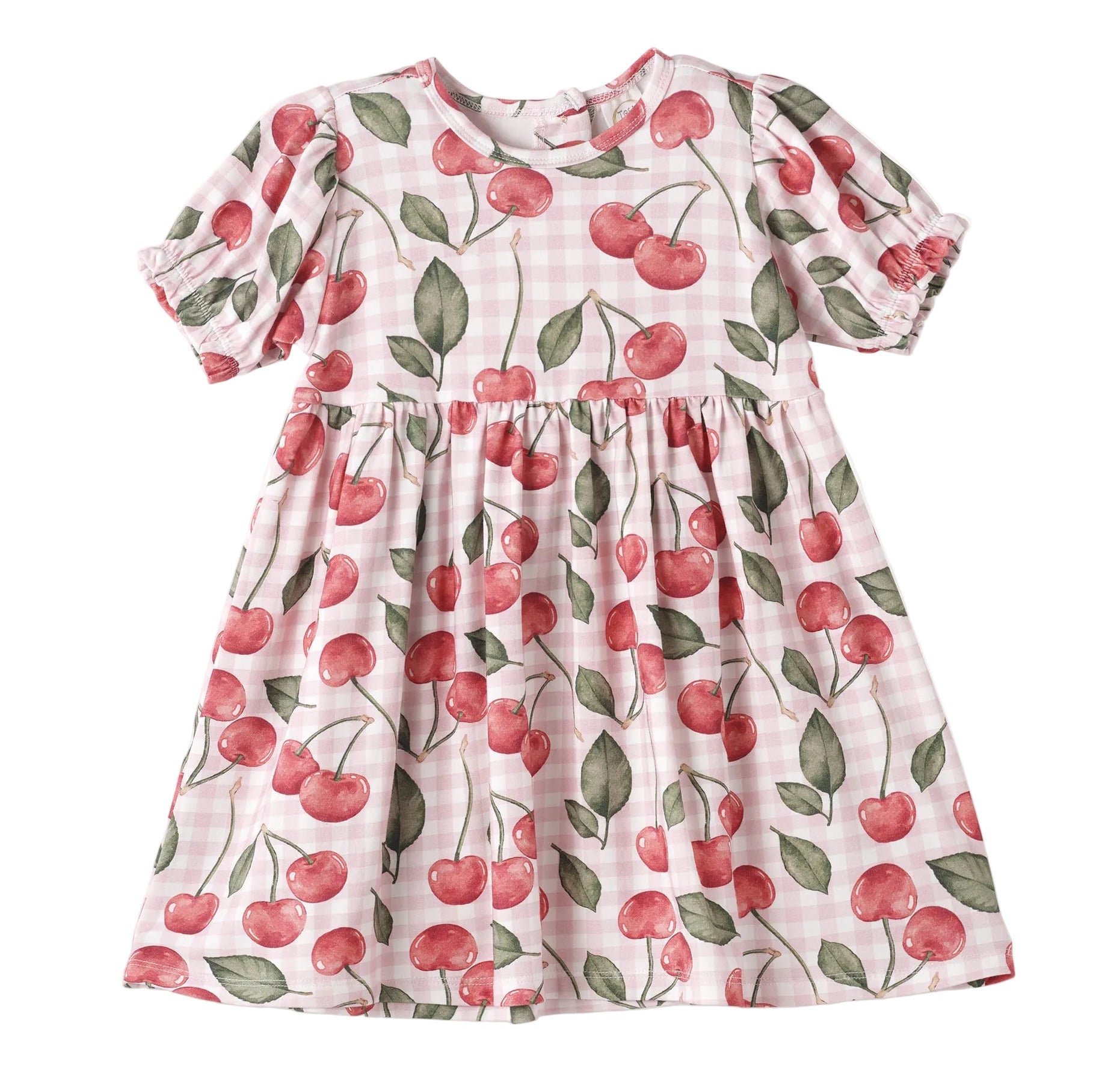 Cherry Picnic Puff Sleeve Bamboo Dress