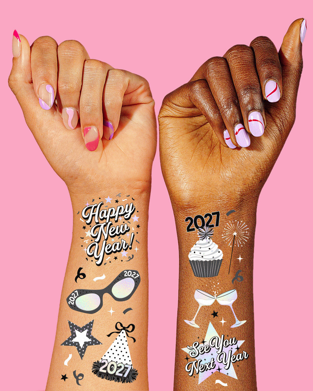 2027 NYE Disco Tats - 56 temporary tattoos