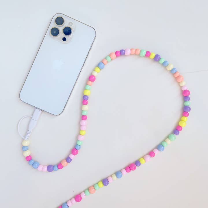 6ft Beaded Phone Charger Usb-A & Dual Usb-C Lightning Cable