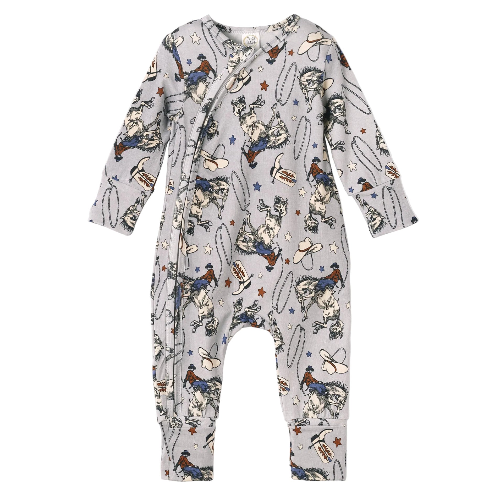 Western Cowboy Rodeo Zipper Baby Romper - Bamboo Convertible
