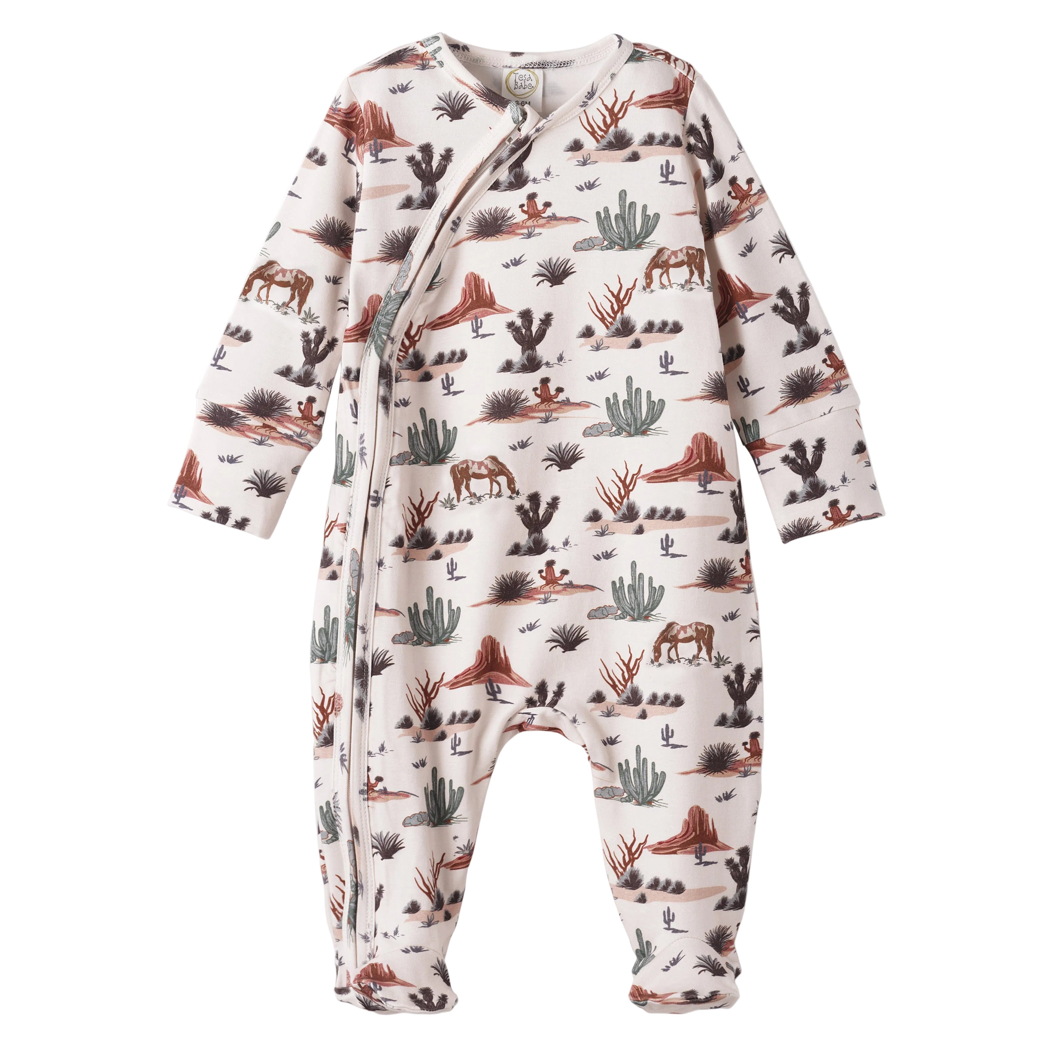 Baby Zipper Romper – Soft Bamboo Cactus Trails Pajamas