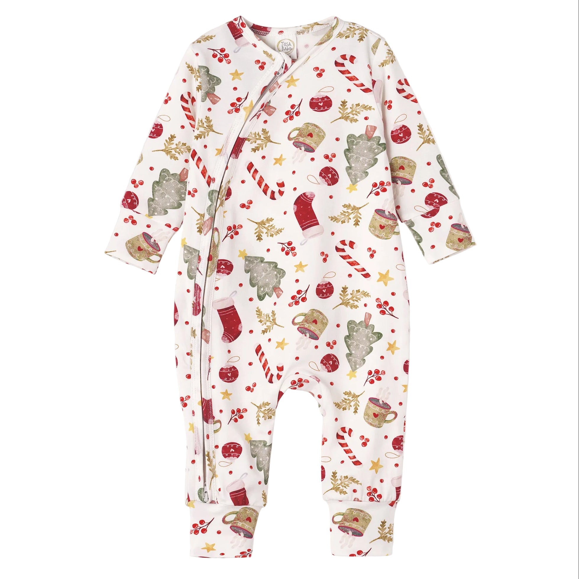 Bamboo Holiday Baby Zip Romper – Christmas One-Piece Pajamas