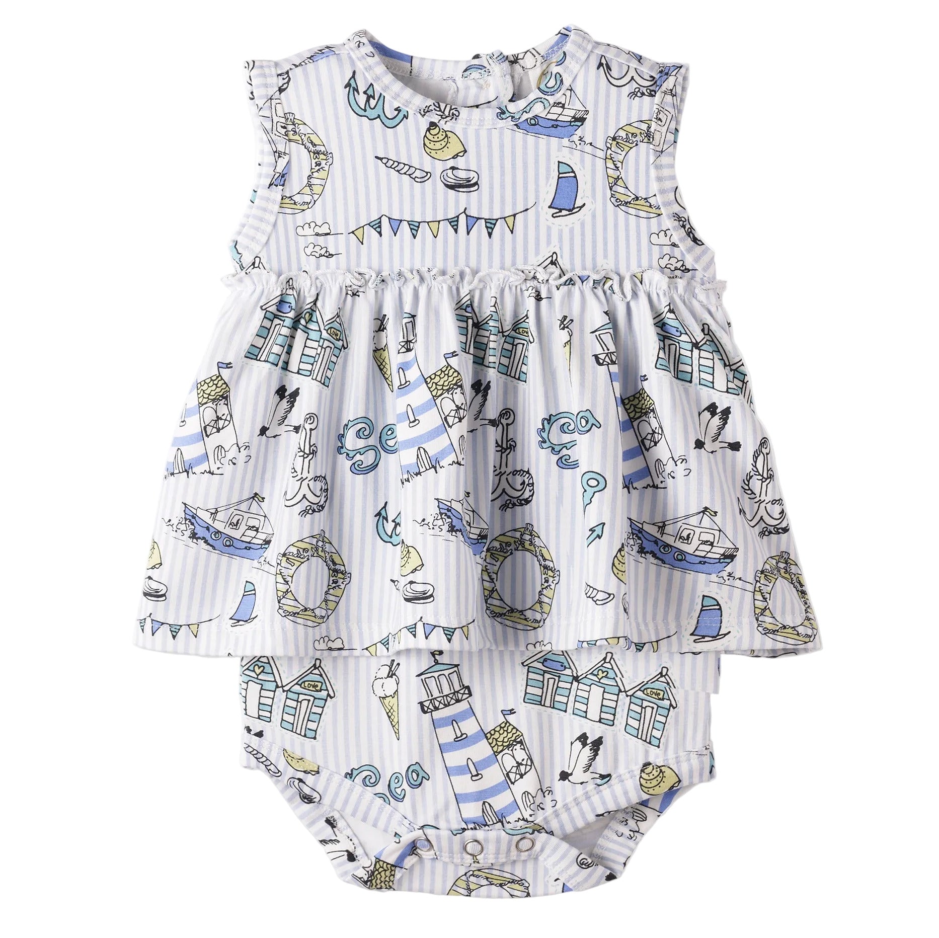 Seashore Skirted Bodysuit – Bamboo Baby Girl One-Piece