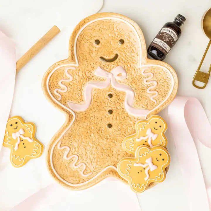 Gingerbread Man Ceramic Platter, 13 X 10 in