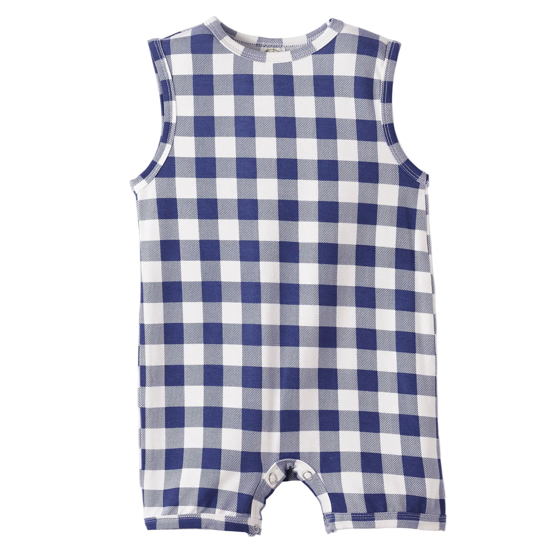 Picnic Plaid Soft Bamboo Sleeveless Baby Shortall Romper