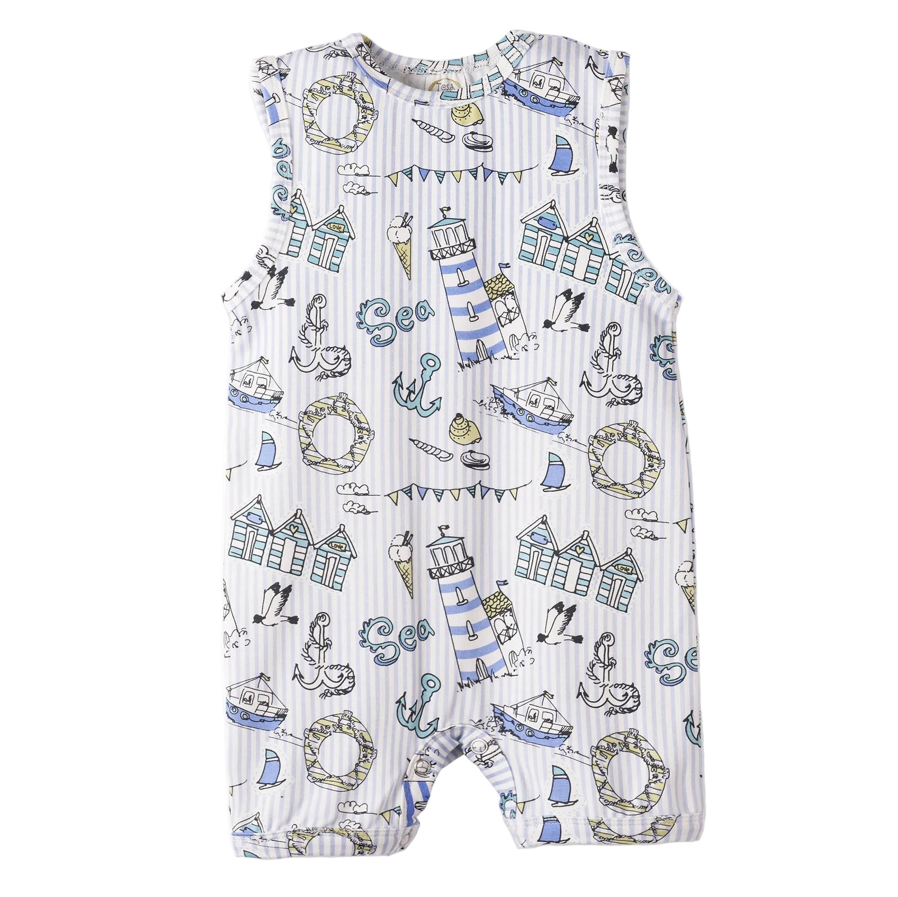 Seashore Shortall Romper – Bamboo Baby Neutral One Piece