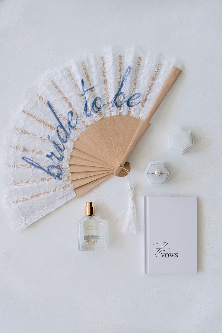 Bride to Be Fan - lace embroidered folding fan