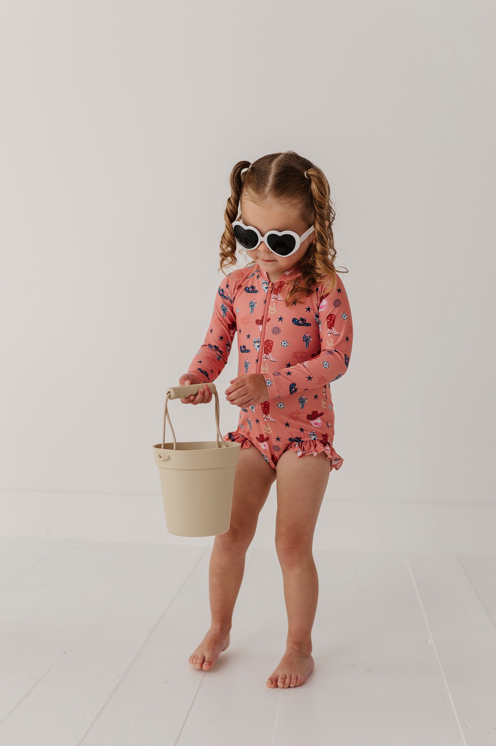 Girl's One-Piece Ruffle Rash Guard Swimsuit