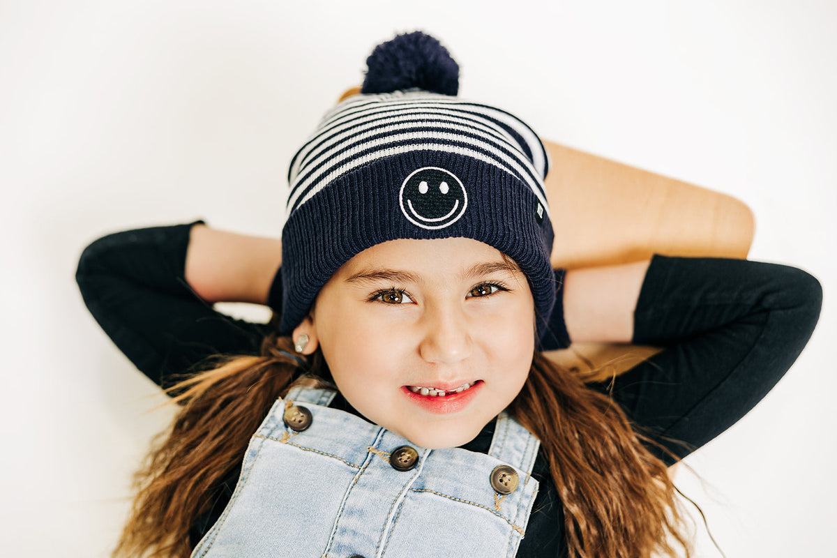Smiley Pom Pom Hat