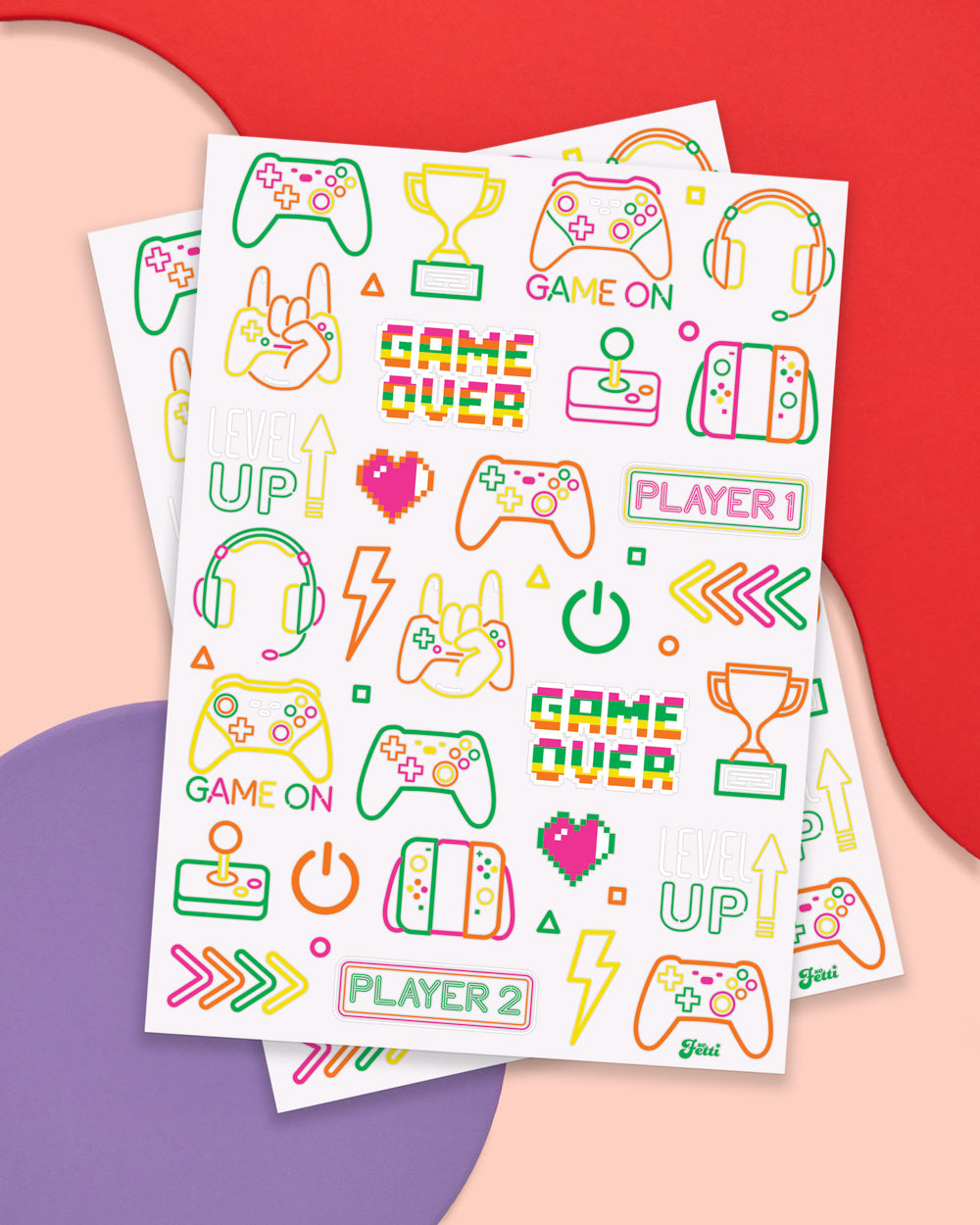Neon Gamer Tattoos - 60 temporary tattoos