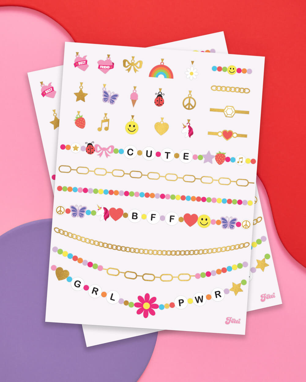 Wrist Candy Tattoos - 52 gold foil + beaded temporary tattoos