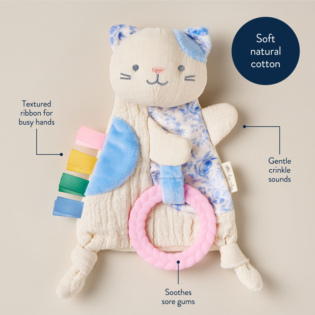 Bitzy Crinkle™ Sensory Toy with Teether - Kitty