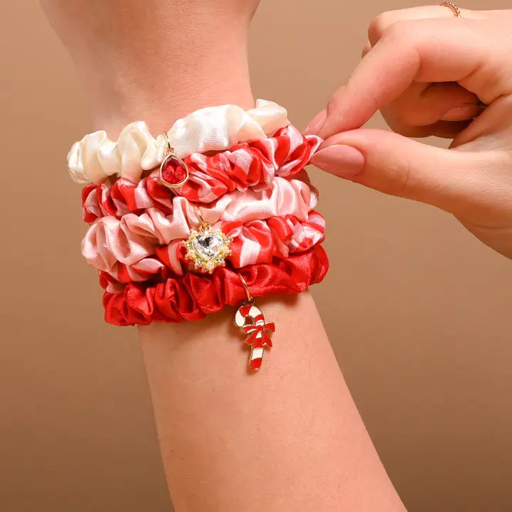Scrunchie Charm Set-Peppermint Stripes