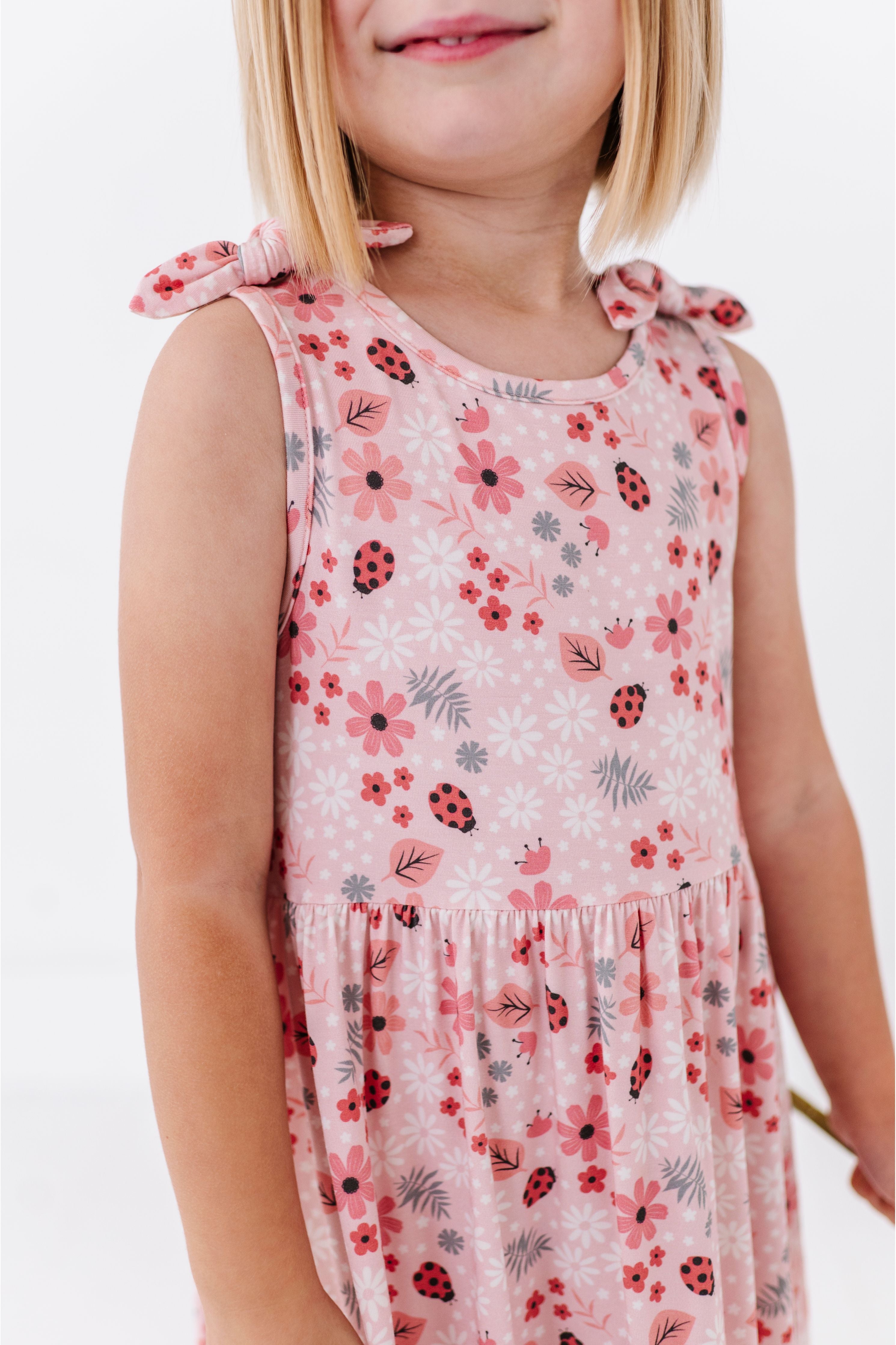 Harper Bow Tie Tank Dress - Garden