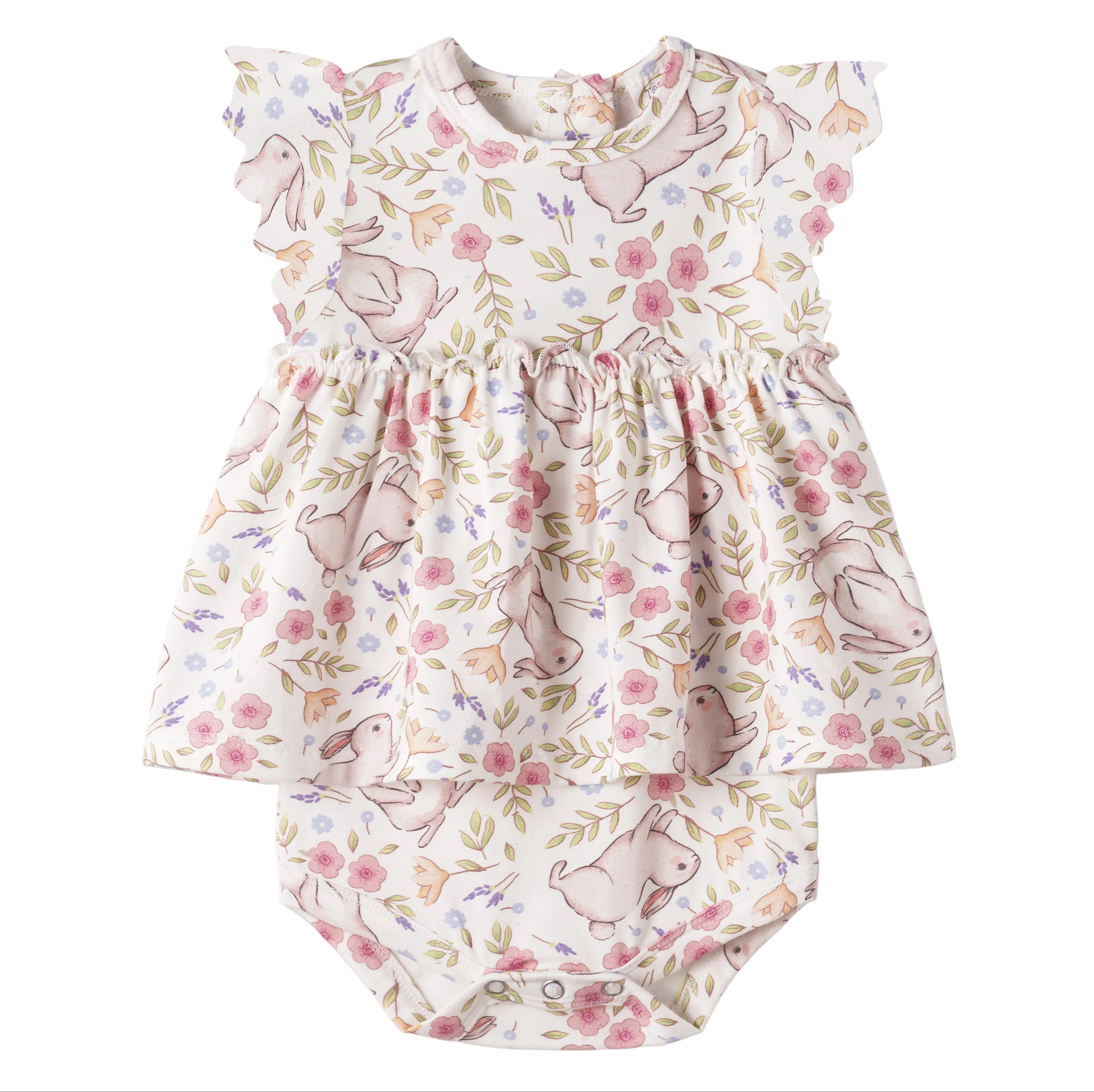 Bunny Blooms Baby Girl's Bamboo Skirted Bodysuit for Easter